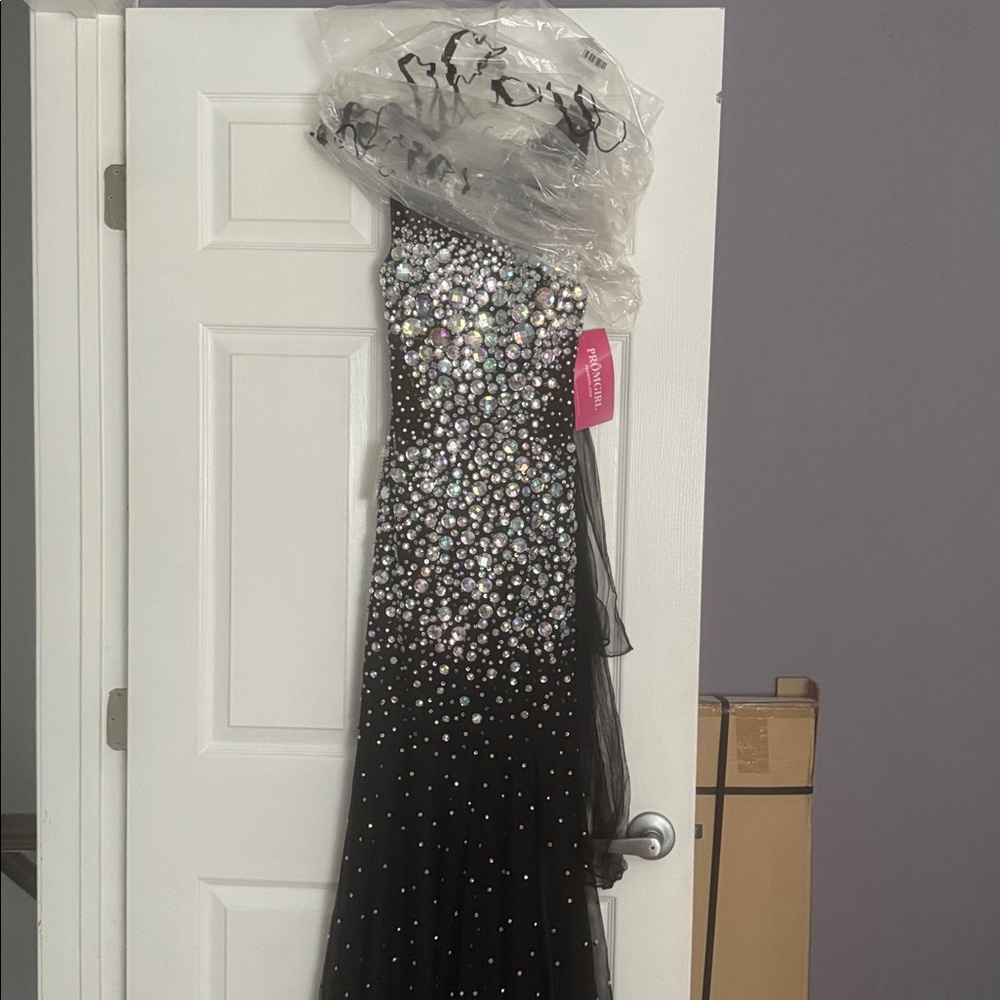 PromGirl Black Gown with Iridescent Gems